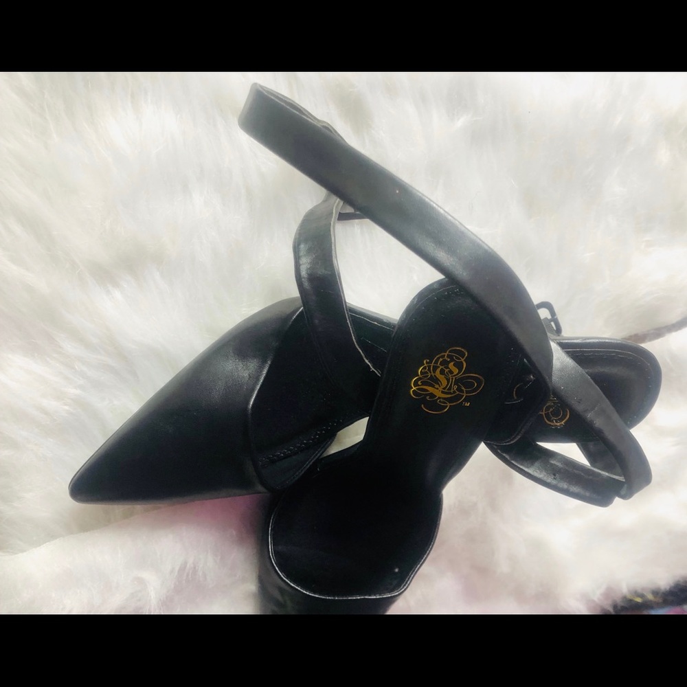 Simple black wrap around ankle heels